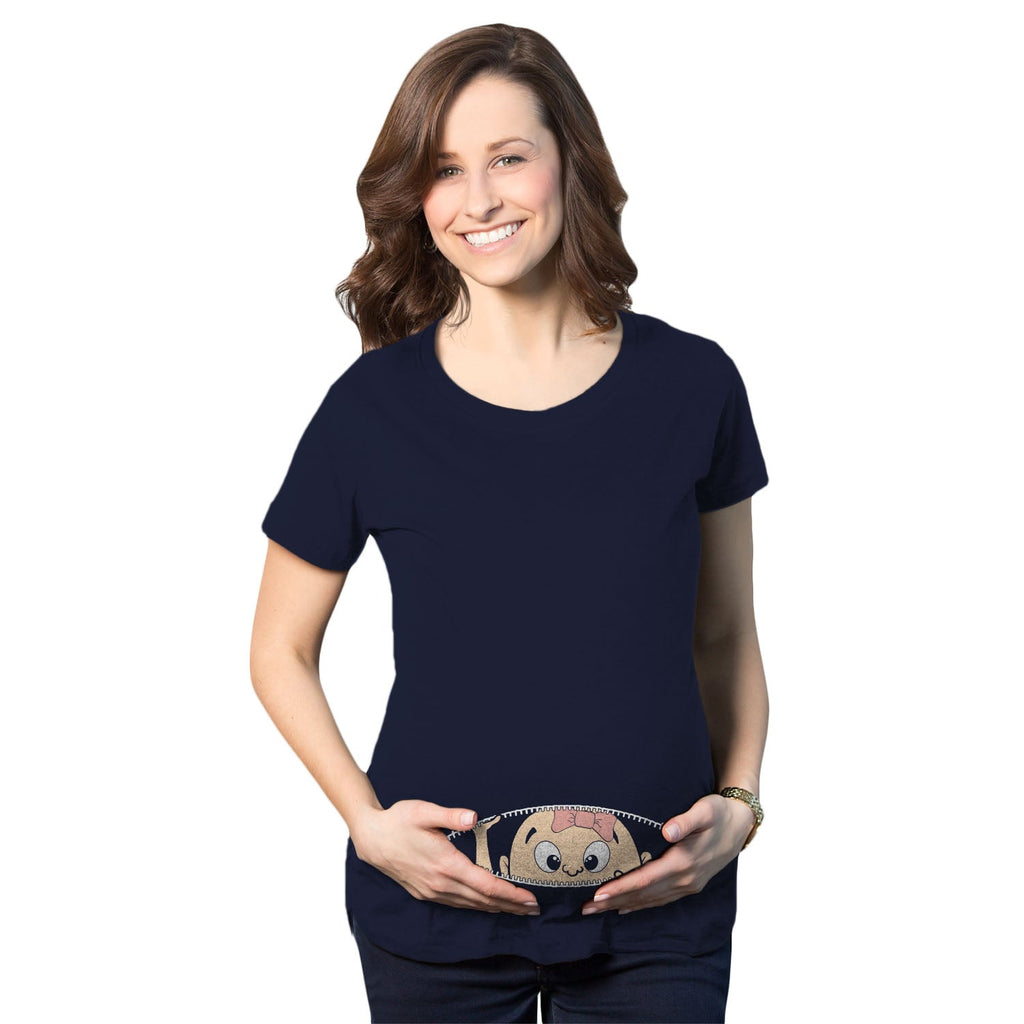 Peeking Caucasian Baby Girl Maternity T Shirt product image 5