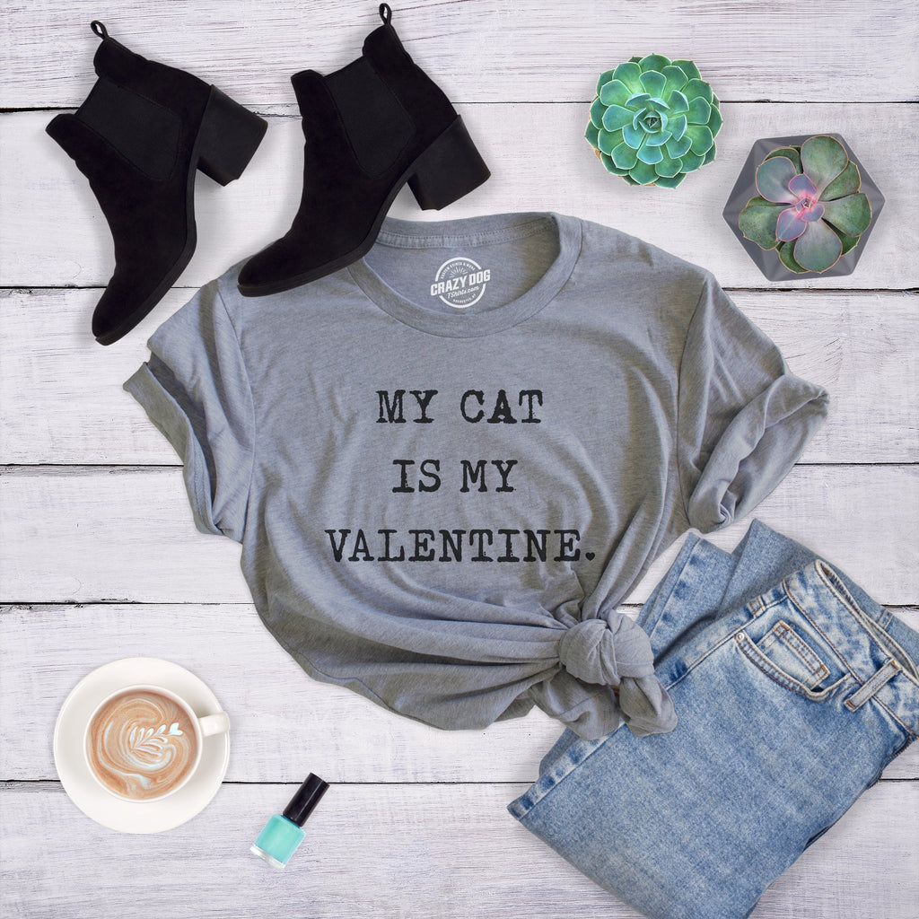 My Cat Is My Valentine Women's T Shirt product image 2