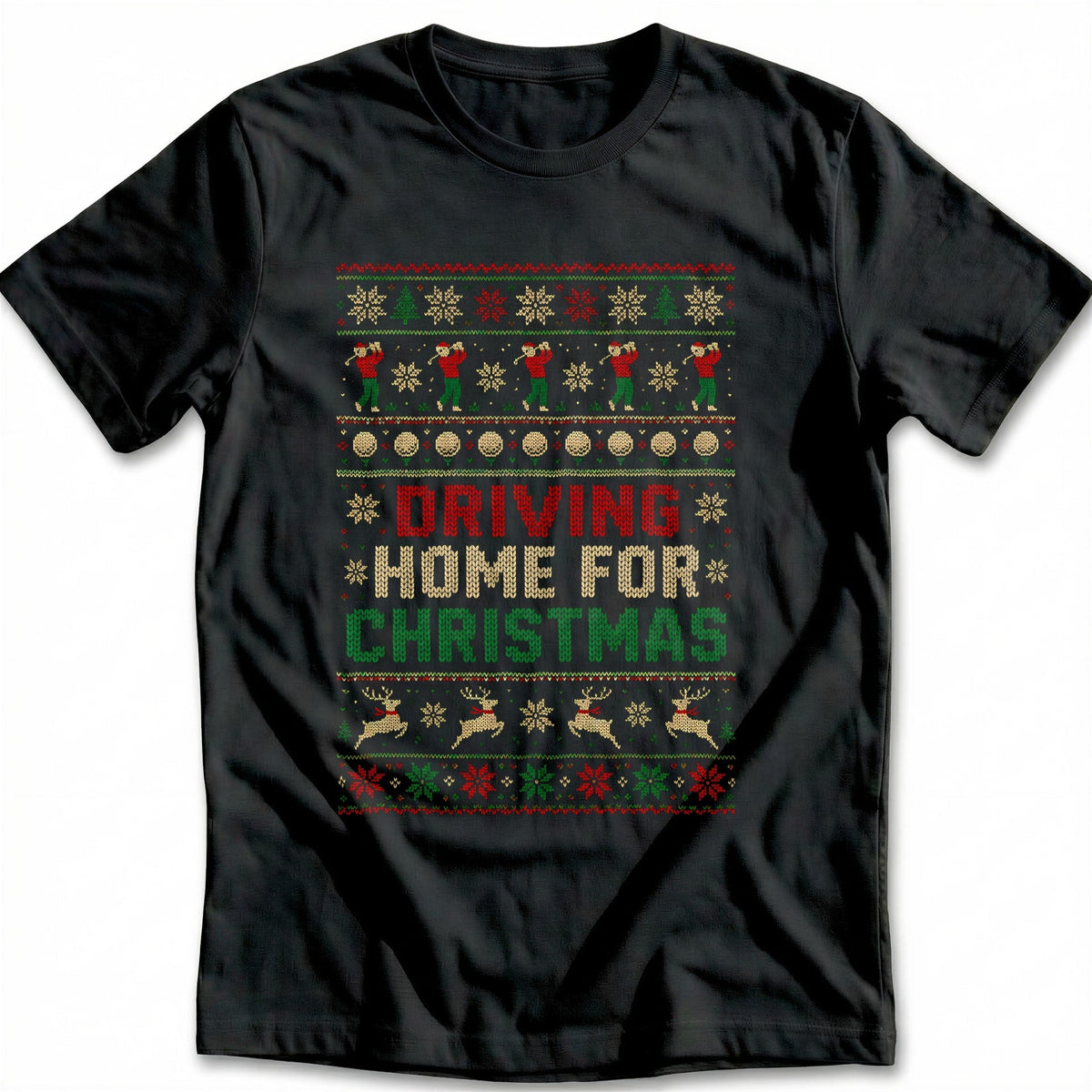 Driving Home for Christmas Sweater Golf T-Shirt US product image 2