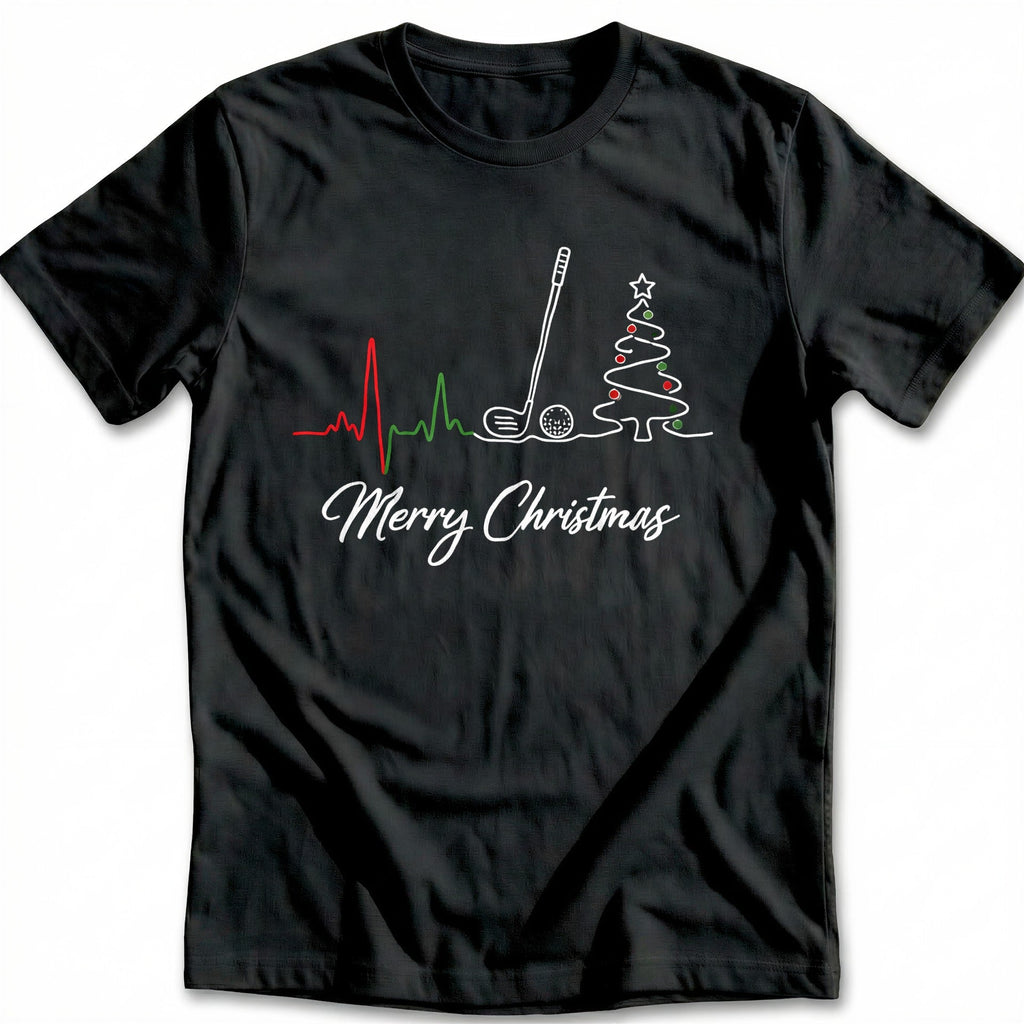 Golf Heartbeat Merry Christmas T-Shirt AU product image 3