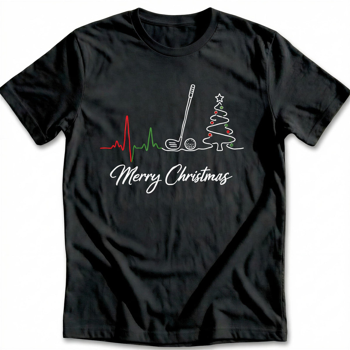 Golf Heartbeat Merry Christmas T-Shirt AU product image 3