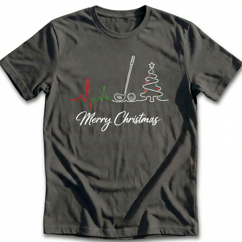 Golf Heartbeat Merry Christmas T-Shirt AU product image 1