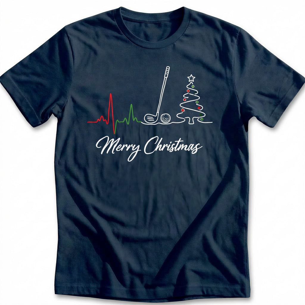 Golf Heartbeat Merry Christmas T-Shirt AU product image 2
