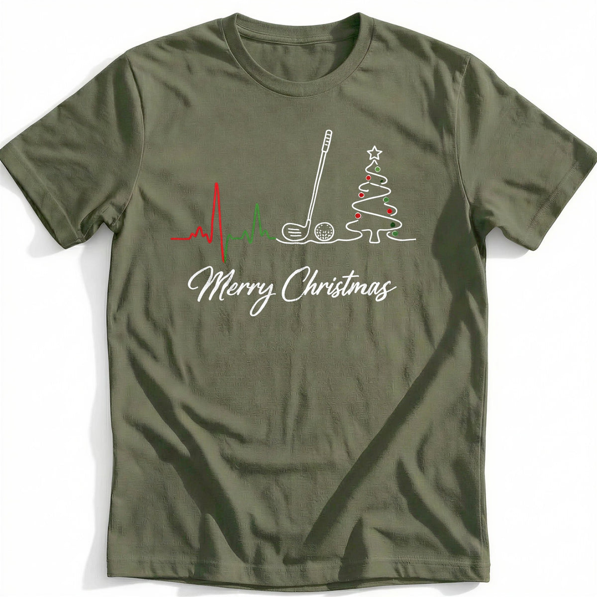 Golf Heartbeat Merry Christmas T-Shirt AU product image 4