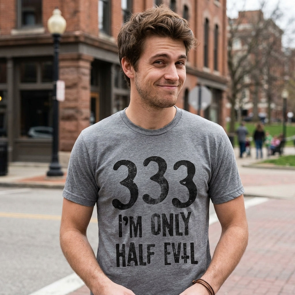 333 I'm Only Half Evil Men's T Shirt product image 2