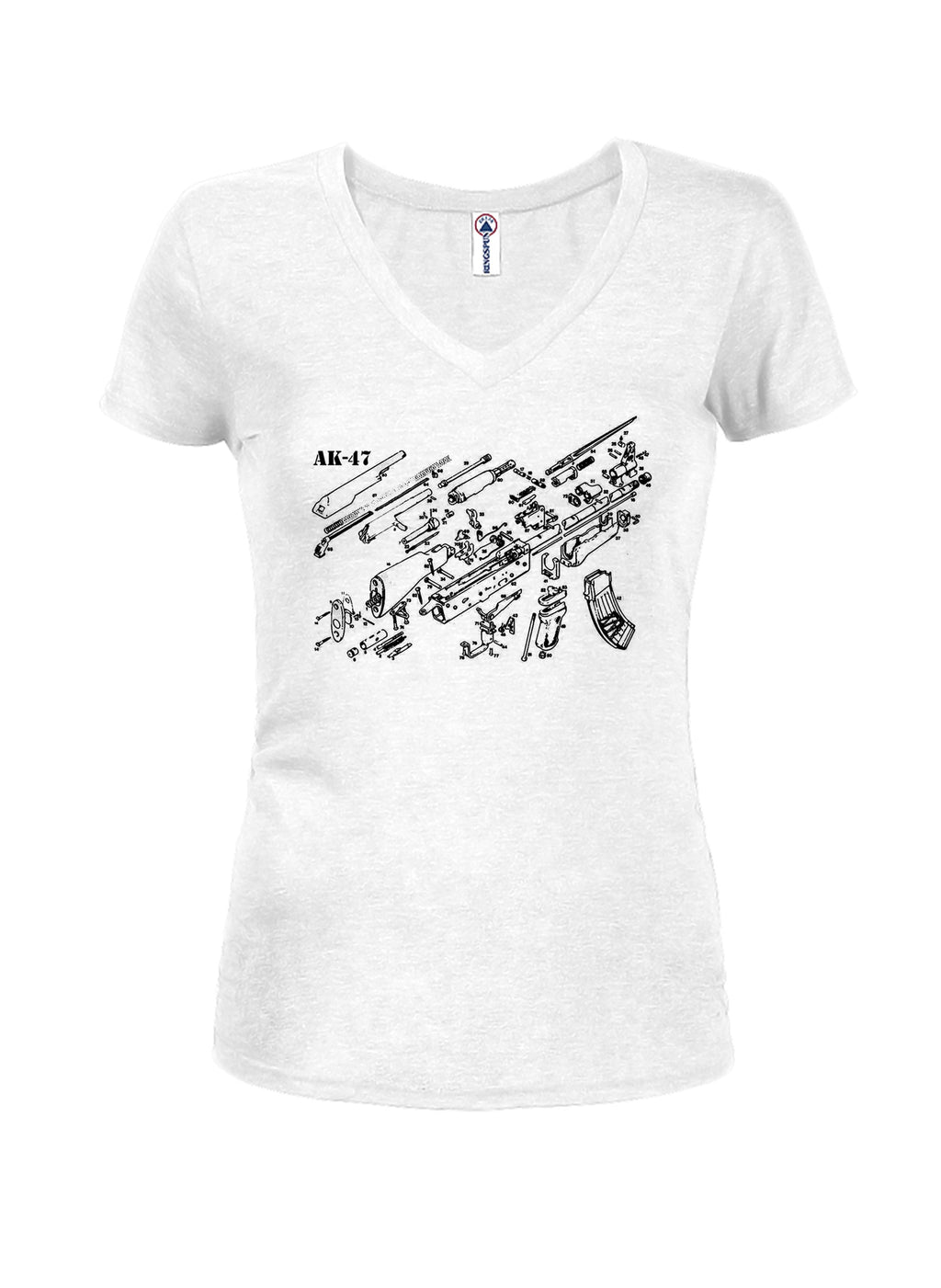 AK-47 Schematic Juniors V Neck T-Shirt product image 2