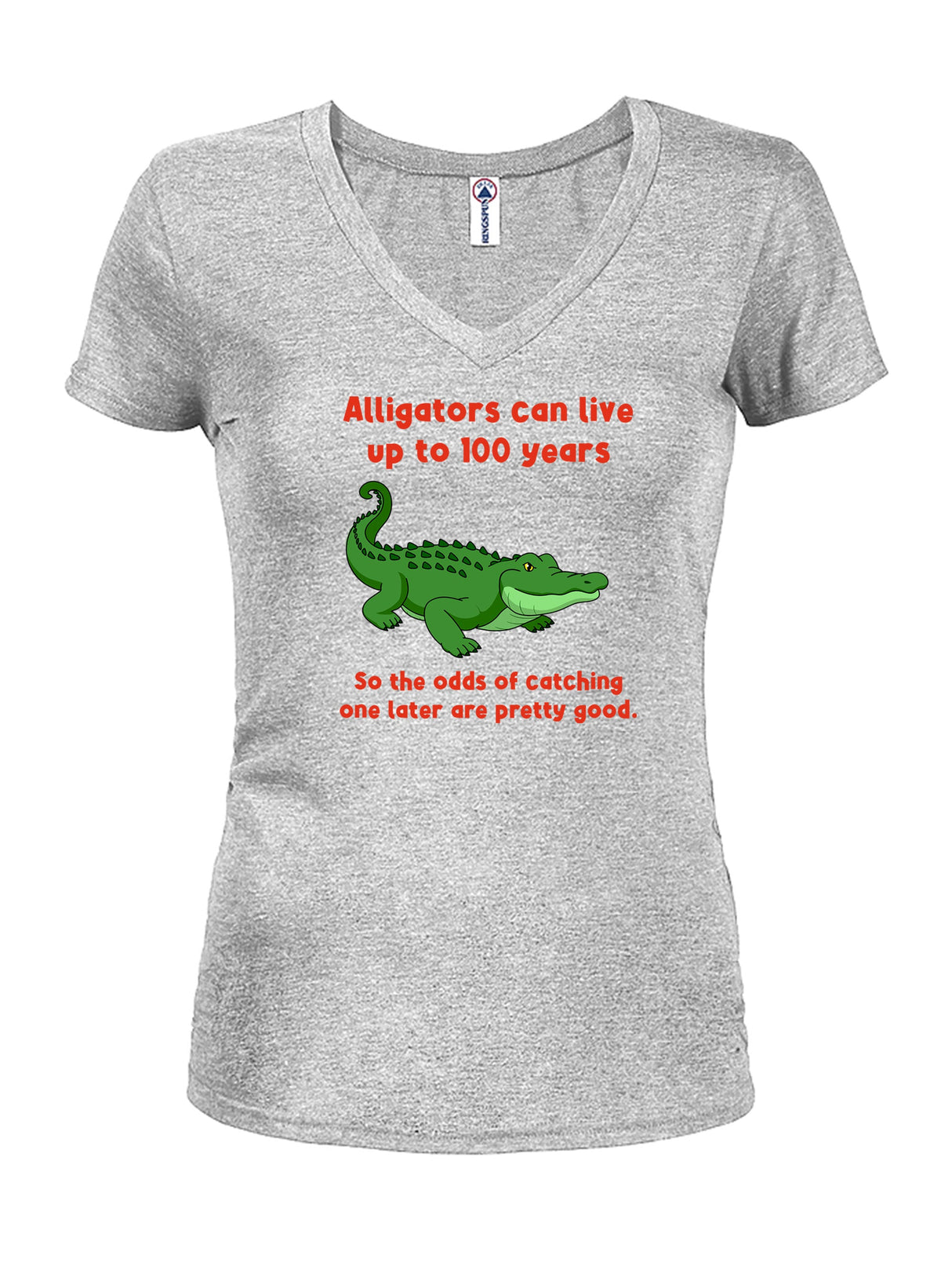 Alligators can live up to 100 years Juniors V Neck T-Shirt product image 3