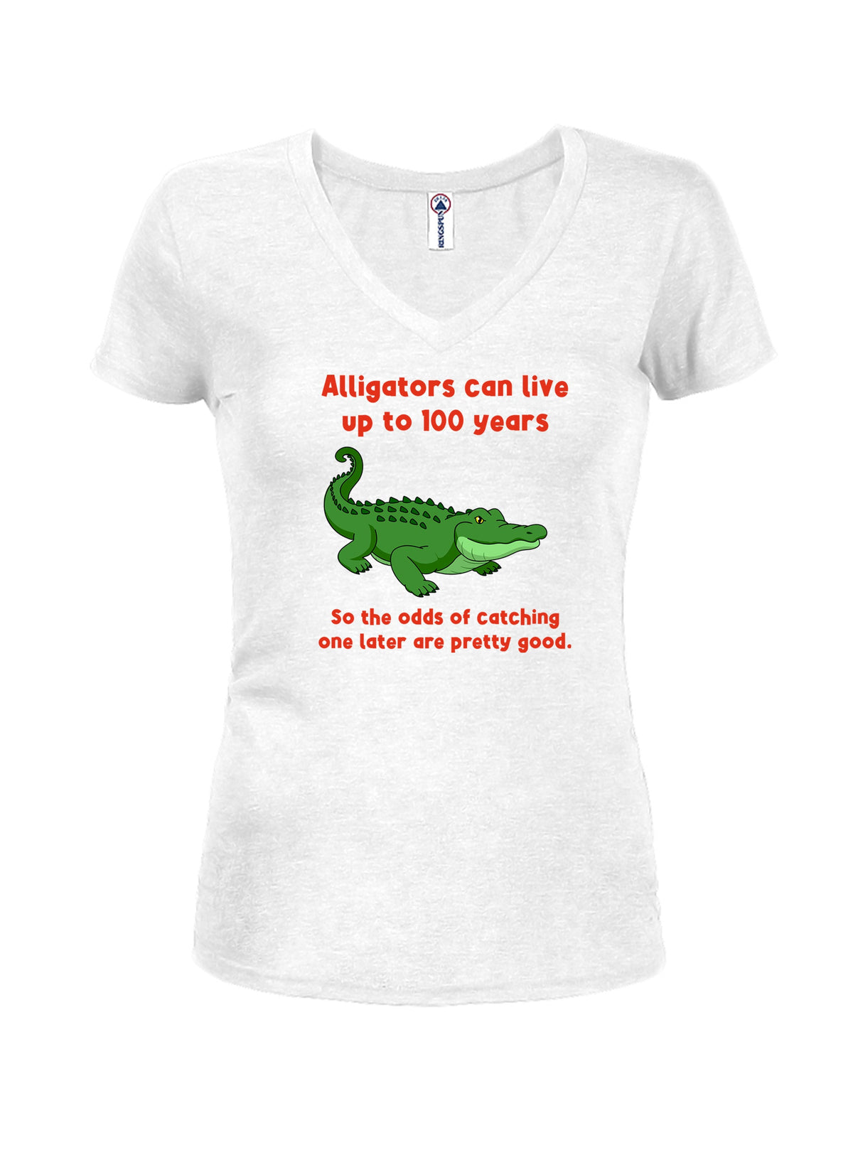 Alligators can live up to 100 years Juniors V Neck T-Shirt product image 2