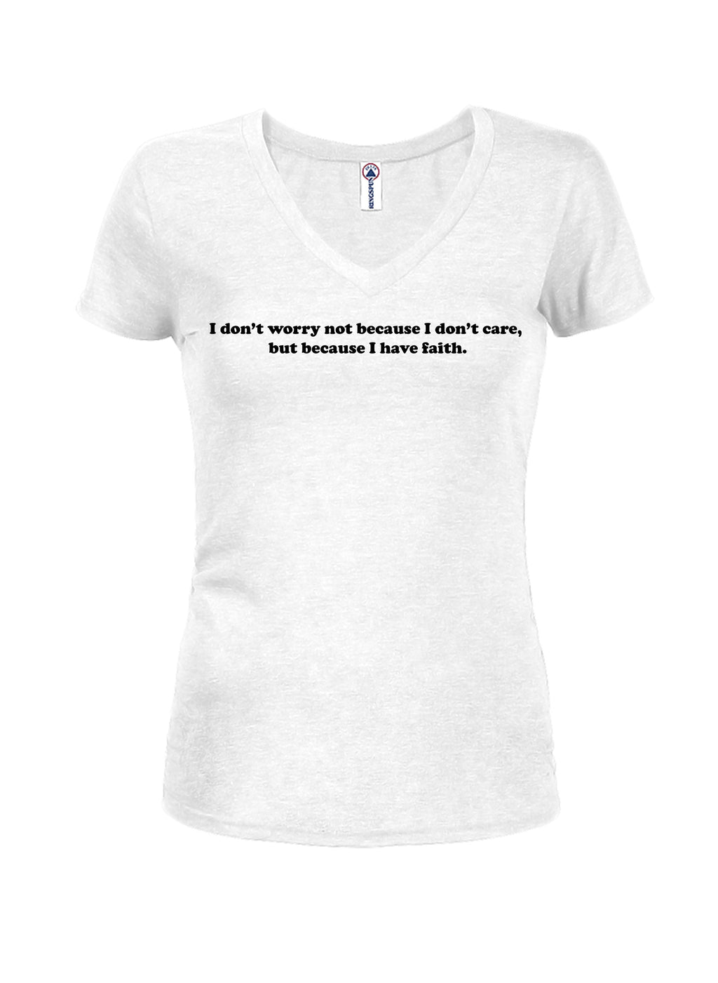 I don’t worry because I have faith Juniors V Neck T-Shirt product image 2