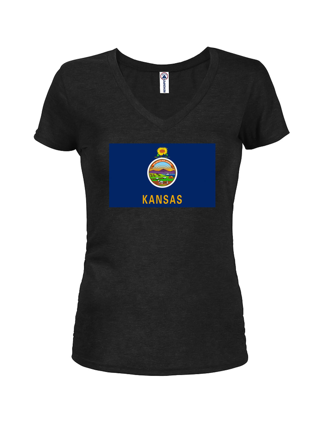 Kansas State Flag Juniors V Neck T-Shirt product image 1