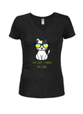 My Cat Thinks I'm Cool Juniors V Neck T-Shirt product image 1