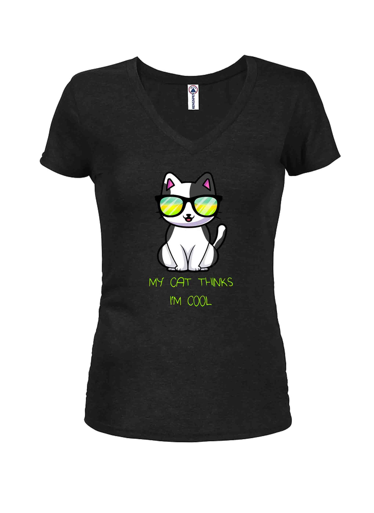 My Cat Thinks I'm Cool Juniors V Neck T-Shirt product image 1