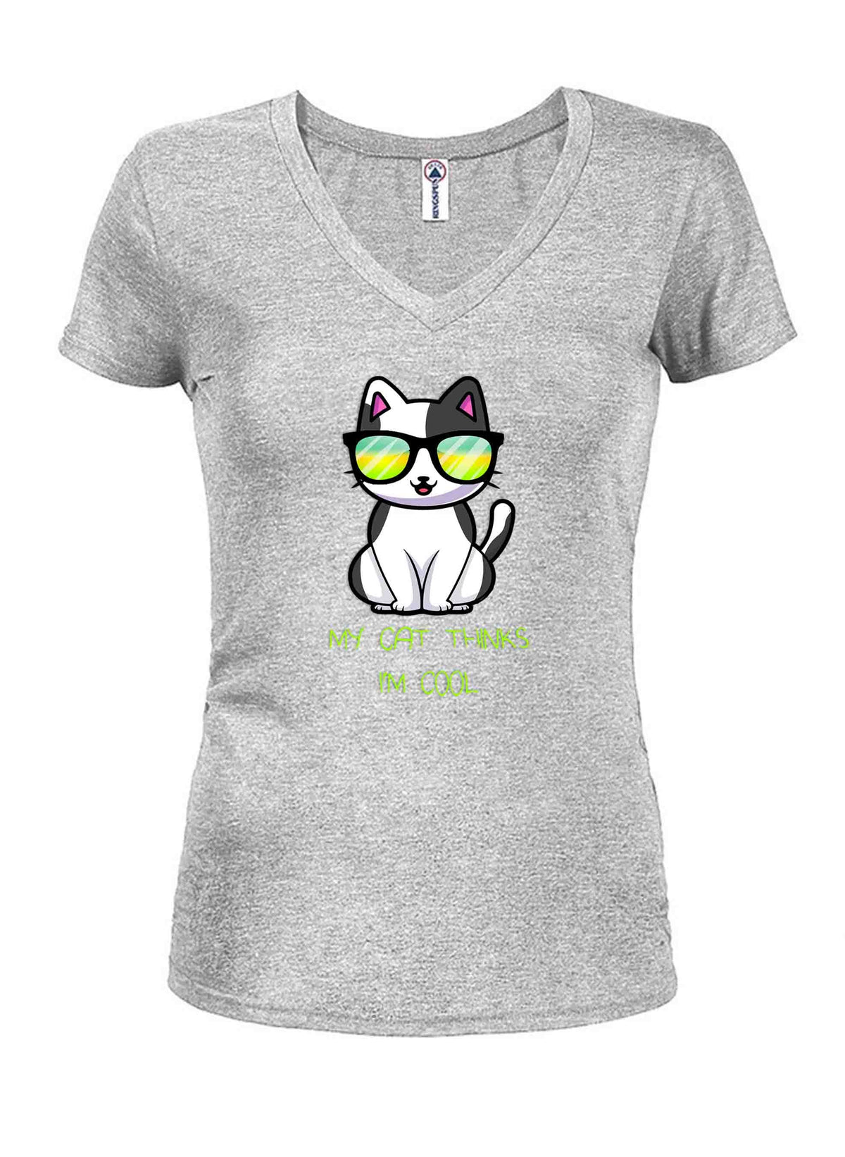 My Cat Thinks I'm Cool Juniors V Neck T-Shirt product image 3