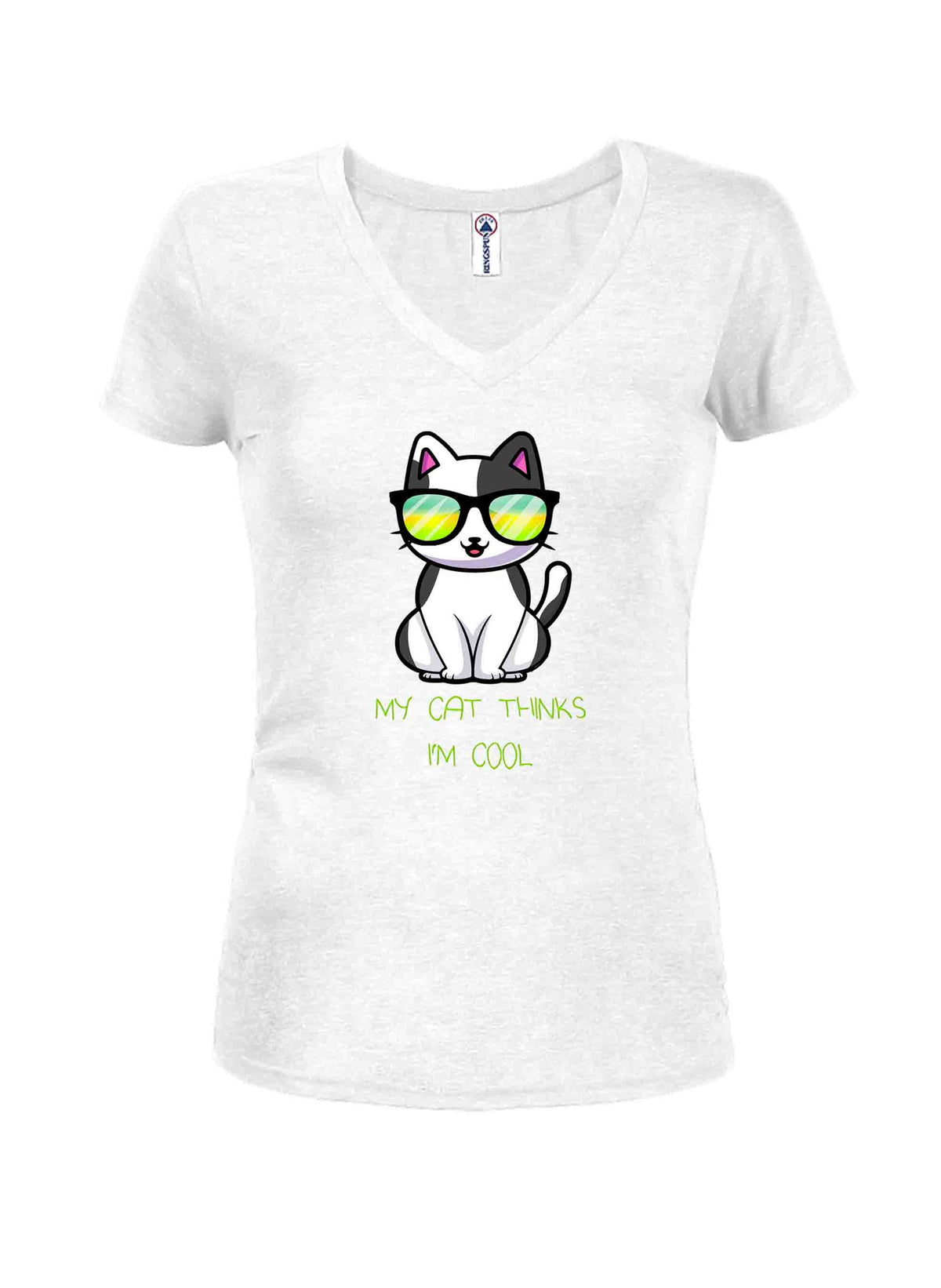 My Cat Thinks I'm Cool Juniors V Neck T-Shirt product image 2