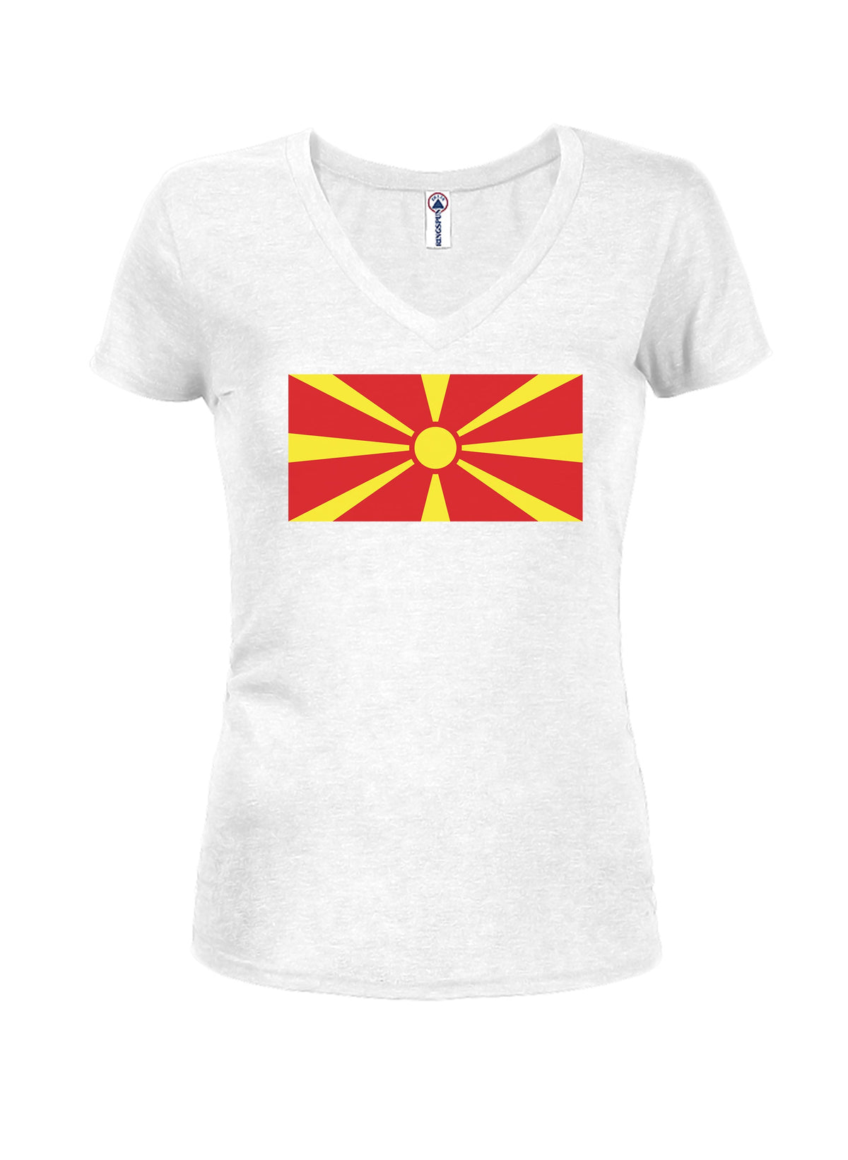 Macedonian Flag Juniors V Neck T-Shirt product image 2