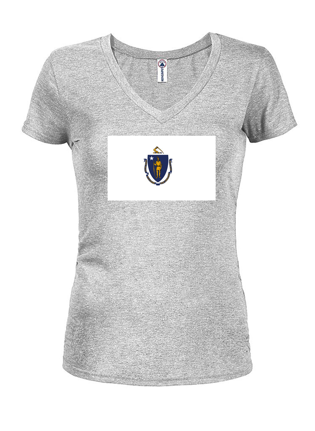 Massachusetts State Flag Juniors V Neck T-Shirt product image 2