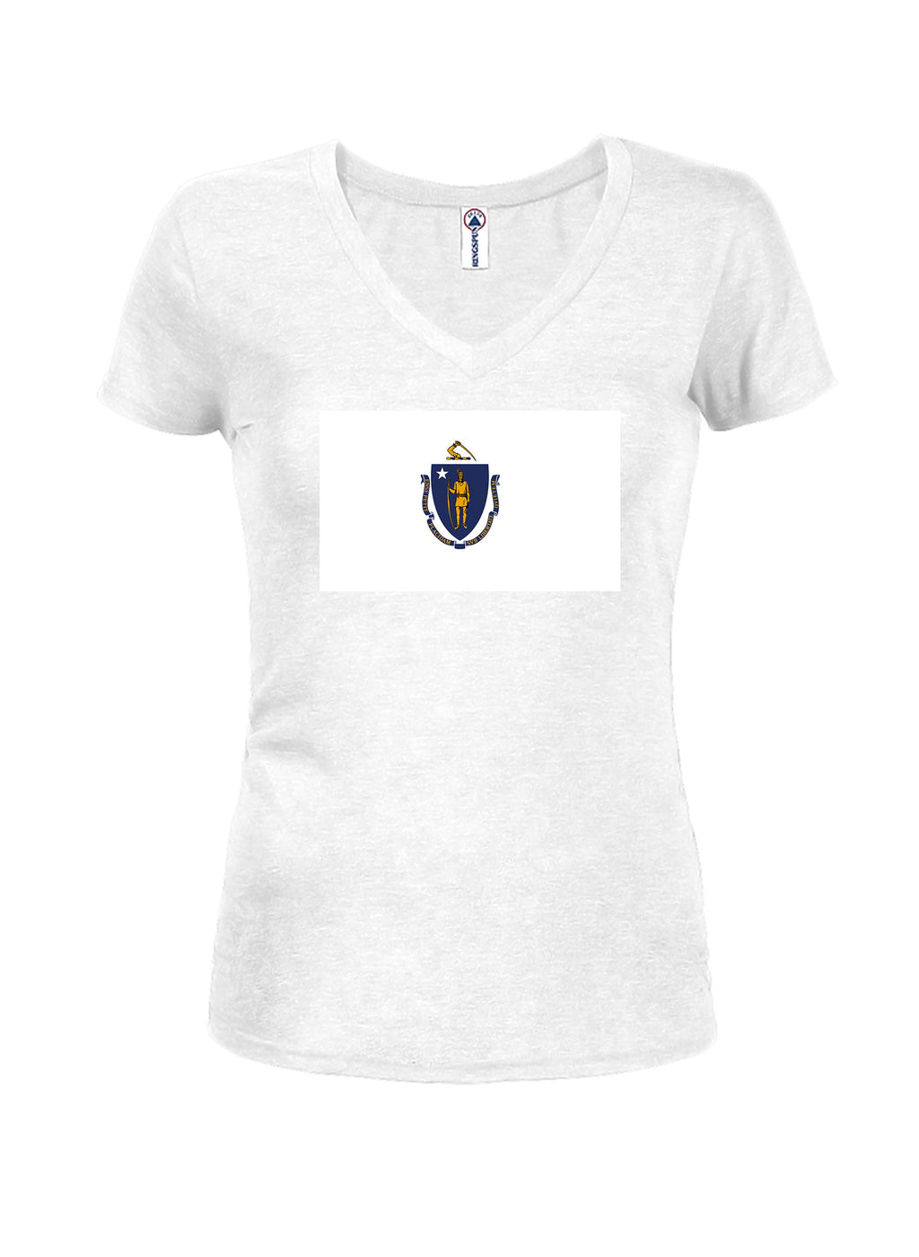Massachusetts State Flag Juniors V Neck T-Shirt product image 3