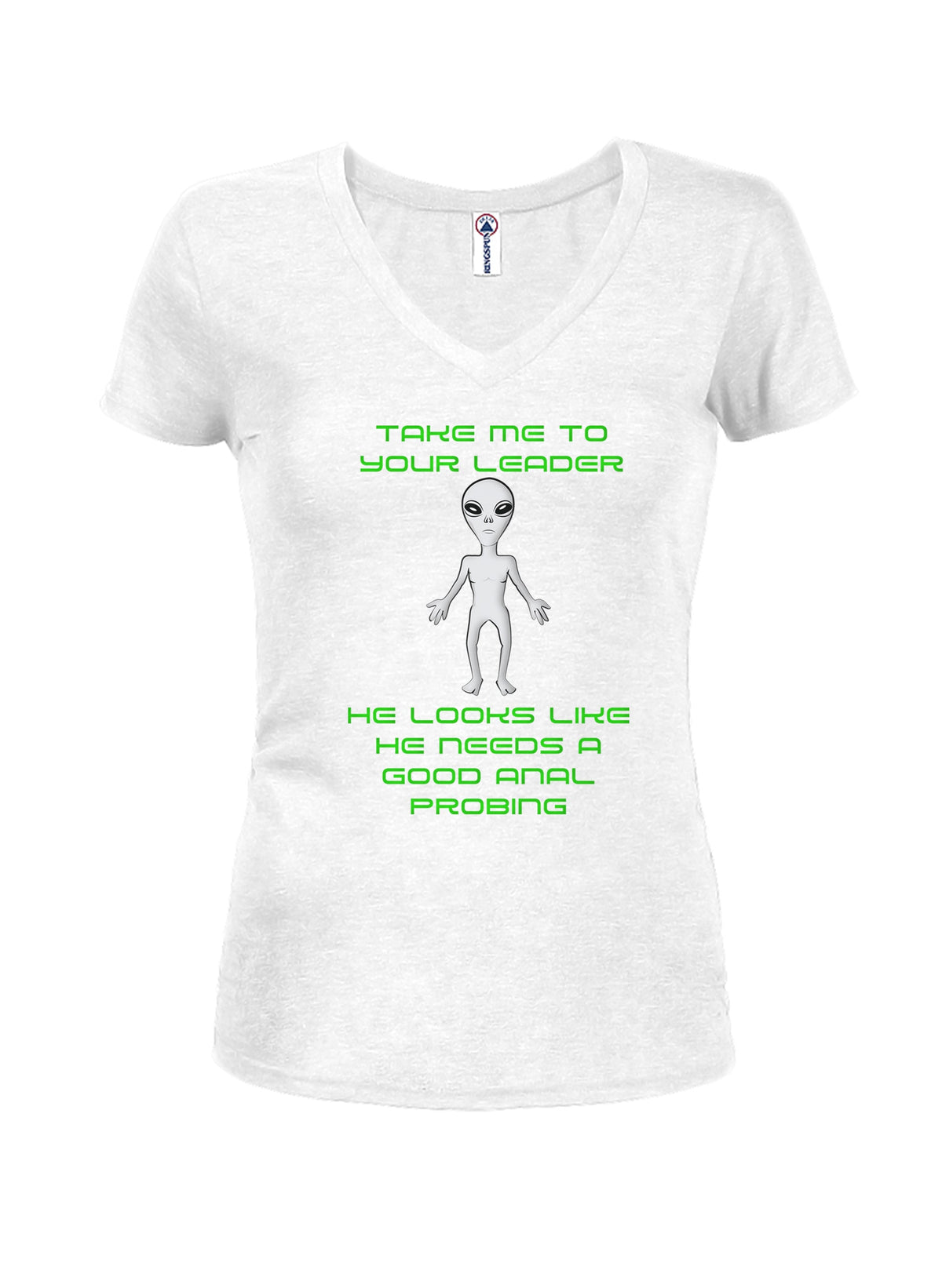 Take me to your leader He needs anal probing Juniors V Neck product image 2