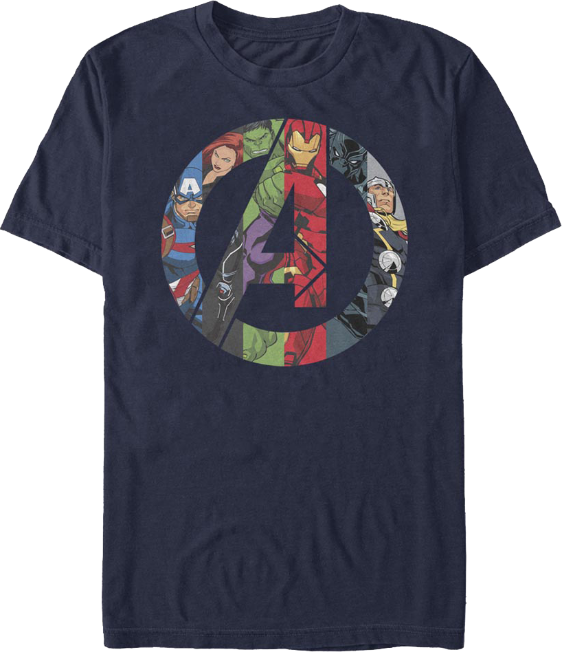 Avengers Characters And Logo Marvel Comics T-Shirt product image 1