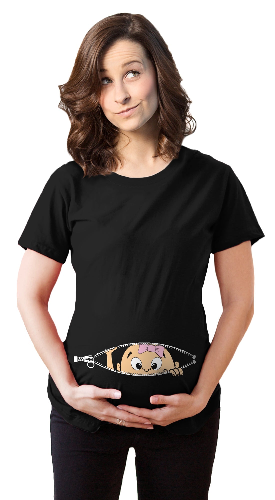 Peeking Caucasian Baby Girl Maternity T Shirt product image 16