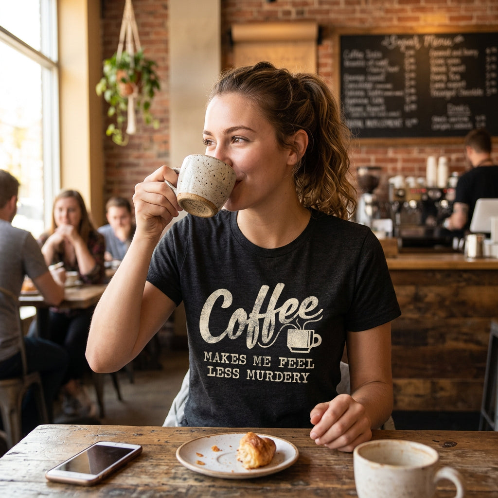 Coffee Makes Me Feel Less Murdery Women's T Shirt product image 2