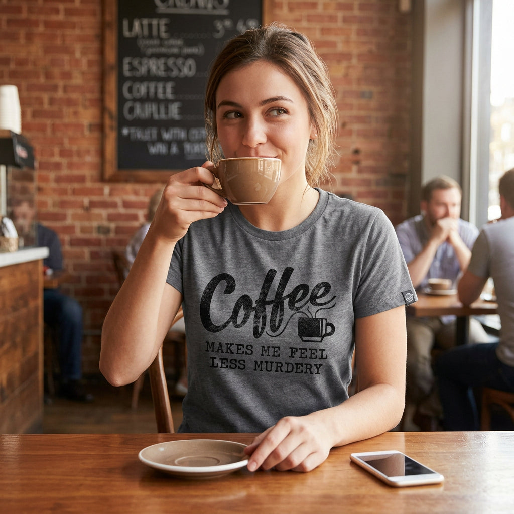 Coffee Makes Me Feel Less Murdery Women's T Shirt product image 10
