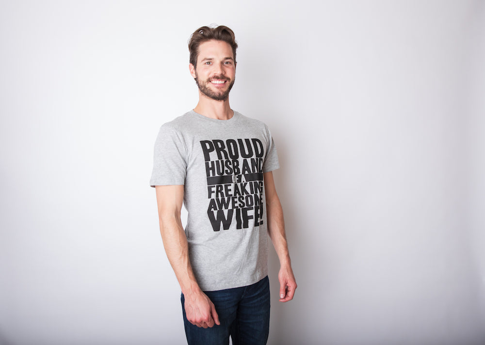 Proud Husband of a Freaking Awesome Wife Men's T Shirt product image 3