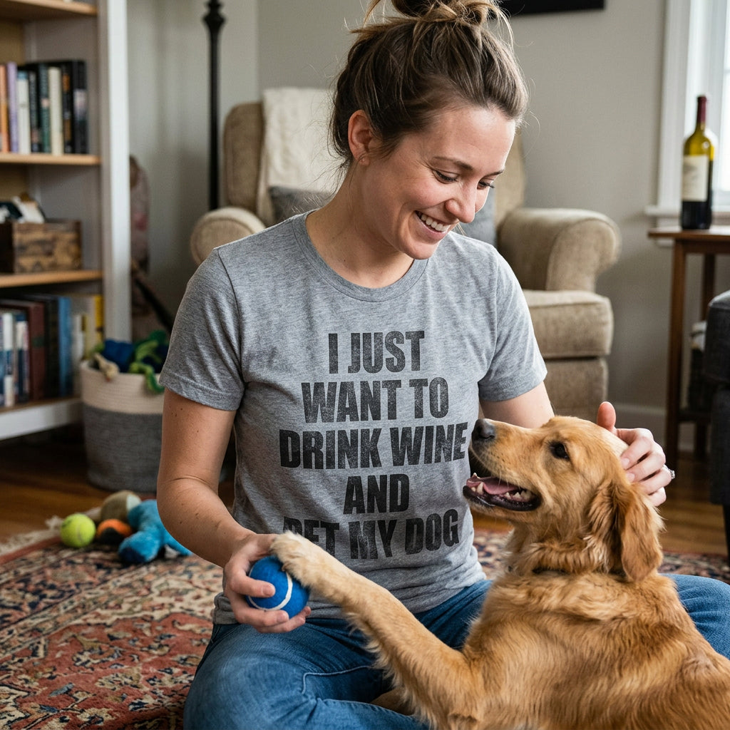 I Just Want To Drink Wine and Pet My Dog Women's T Shirt product image 15