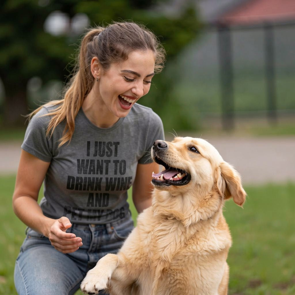 I Just Want To Drink Wine and Pet My Dog Women's T Shirt product image 6