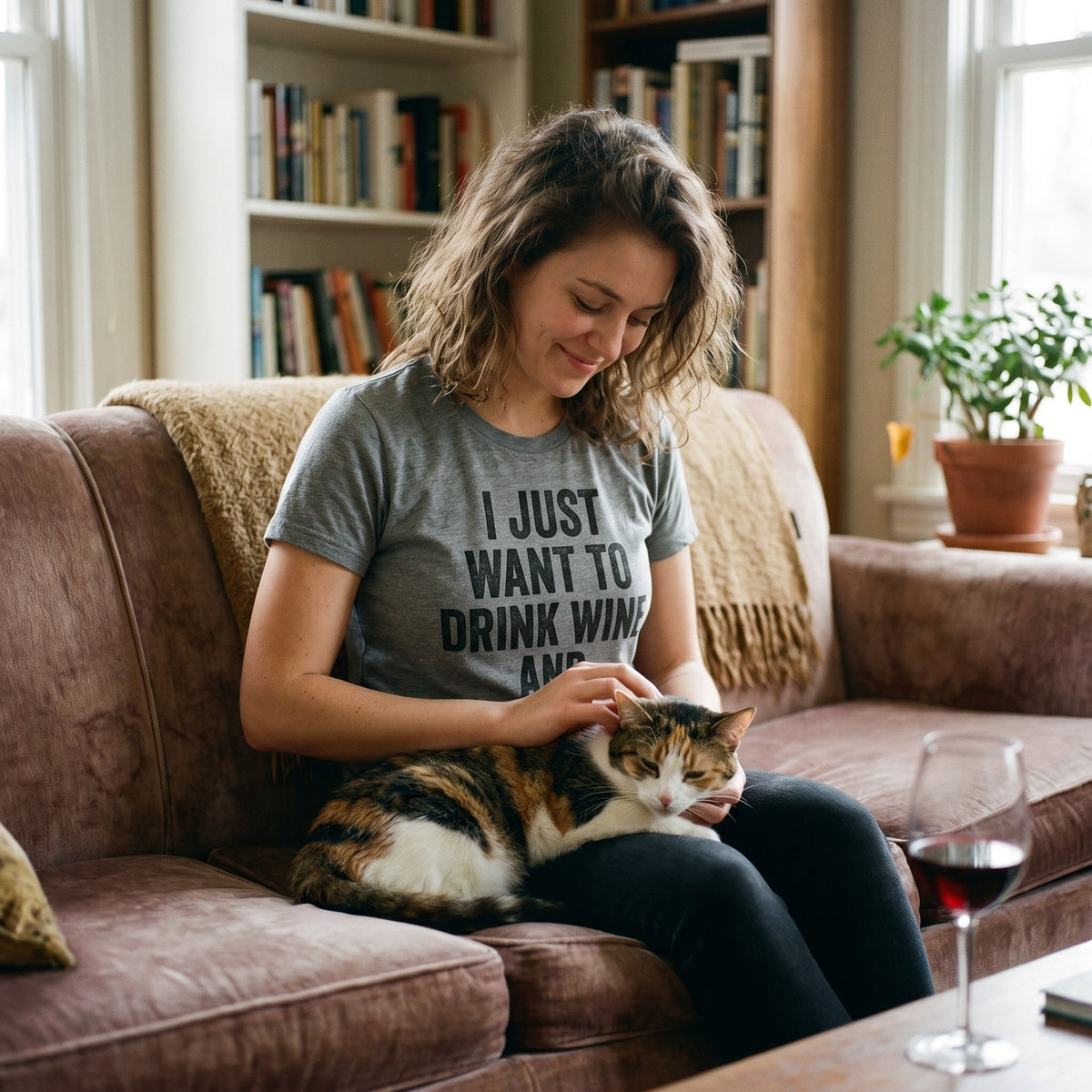 I Just Want To Drink Wine and Pet My Cat Women's T Shirt product image 5