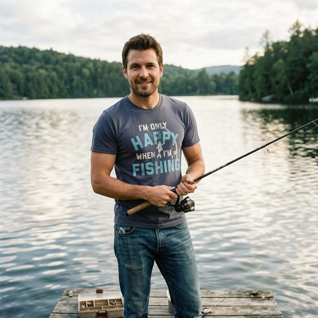 I'm Only Happy When I'm Fishing Men's T Shirt product image 2