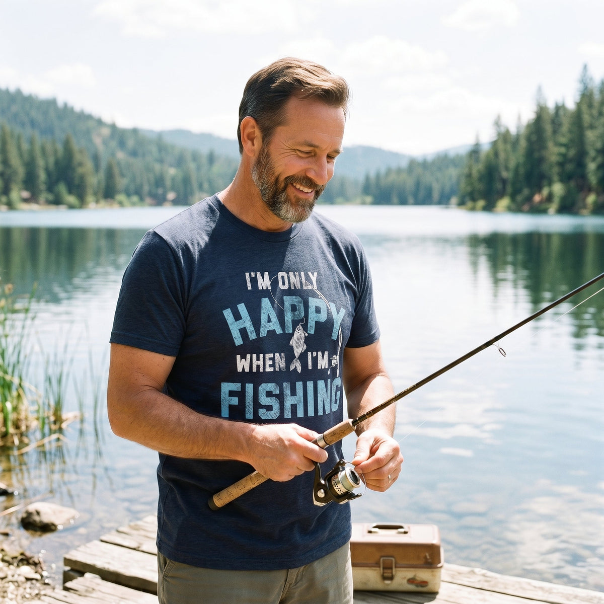 I'm Only Happy When I'm Fishing Men's T Shirt product image 4