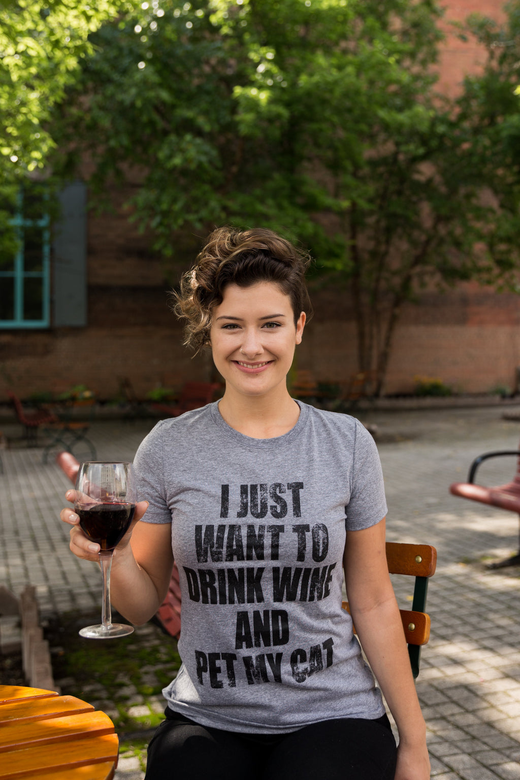I Just Want To Drink Wine and Pet My Cat Women's T Shirt product image 4