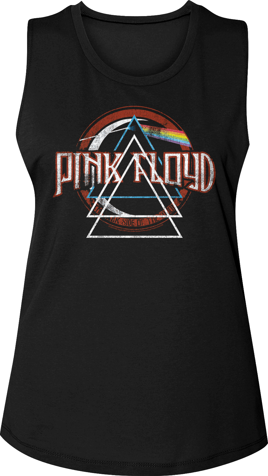Ladies Repeated Prism Dark Side of the Moon Pink Floyd Muscle Tank Top