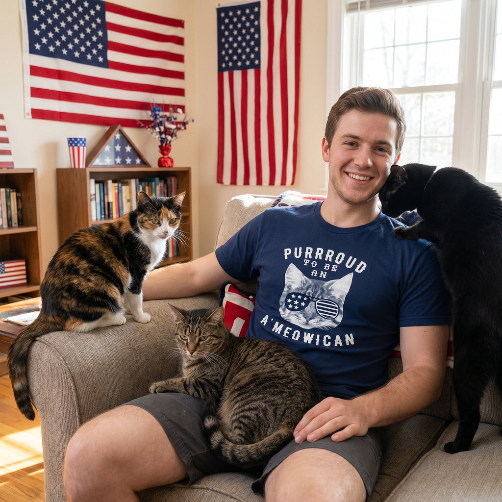 Purrroud To Be An Ameowican Men's T Shirt product image 2