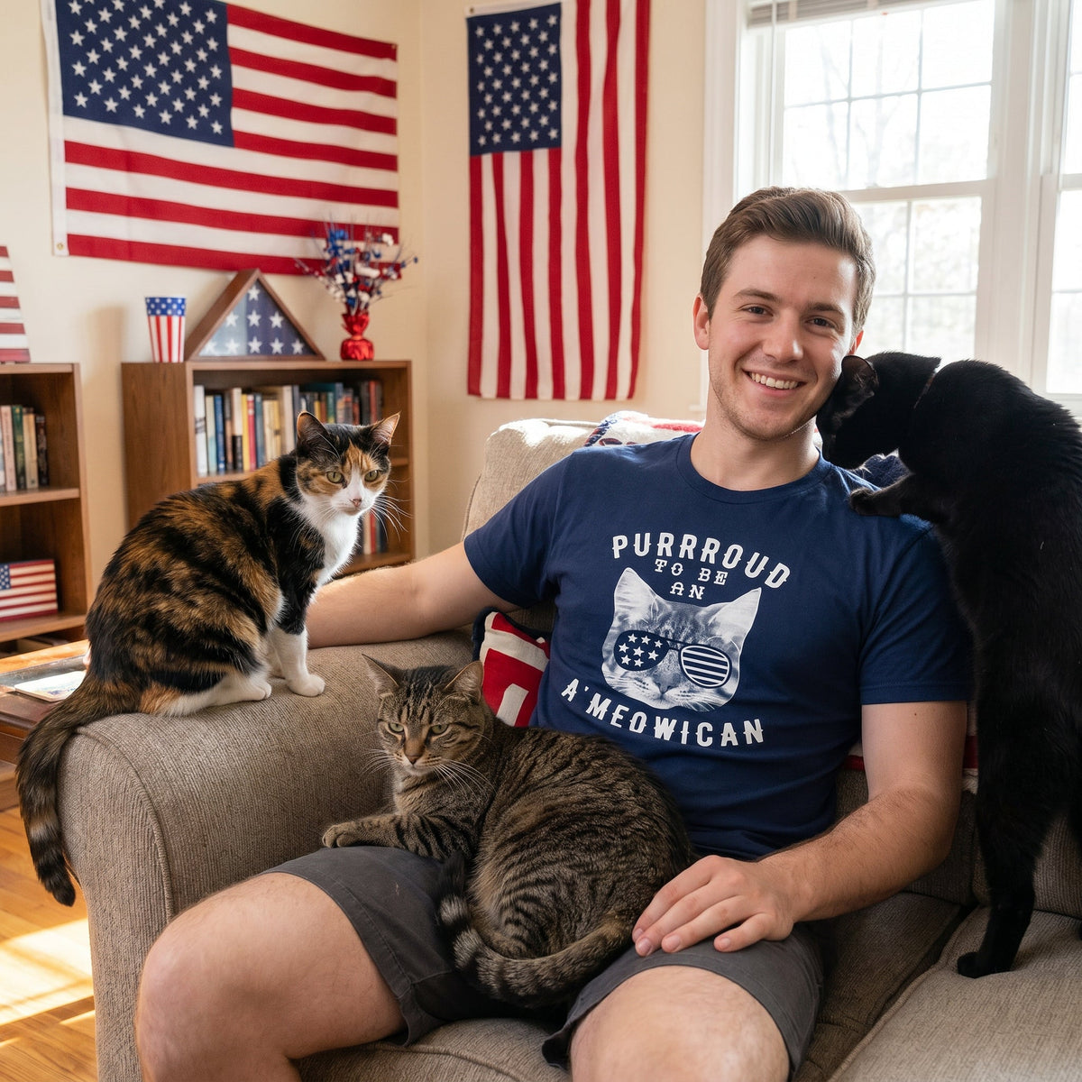 Purrroud To Be An Ameowican Men's T Shirt product image 2