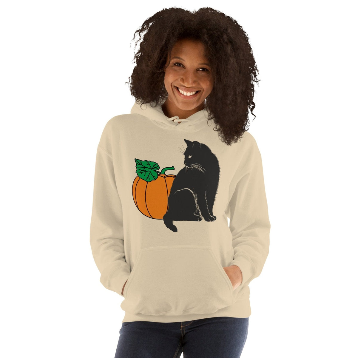 Pumpkin and Black Cat Hoodie product image 3