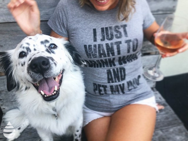 I Just Want To Drink Wine and Pet My Dog Women's T Shirt product image 2