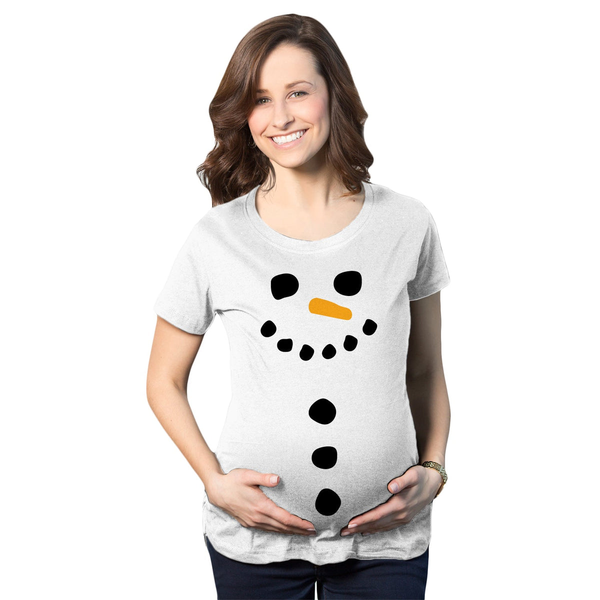 Snowman Buttons Maternity T Shirt product image 1