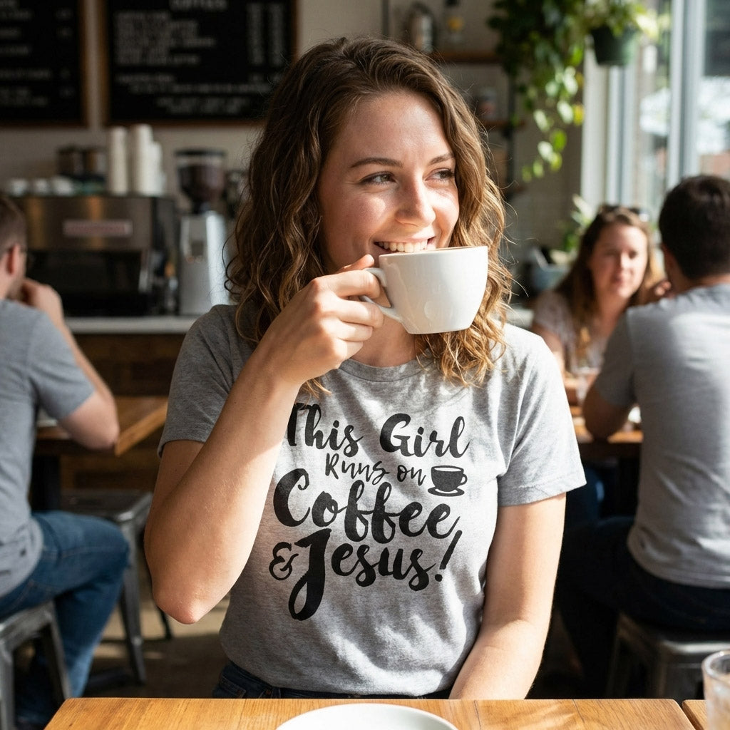 This Girl Runs Off Coffee And Jesus Women's T Shirt product image 4