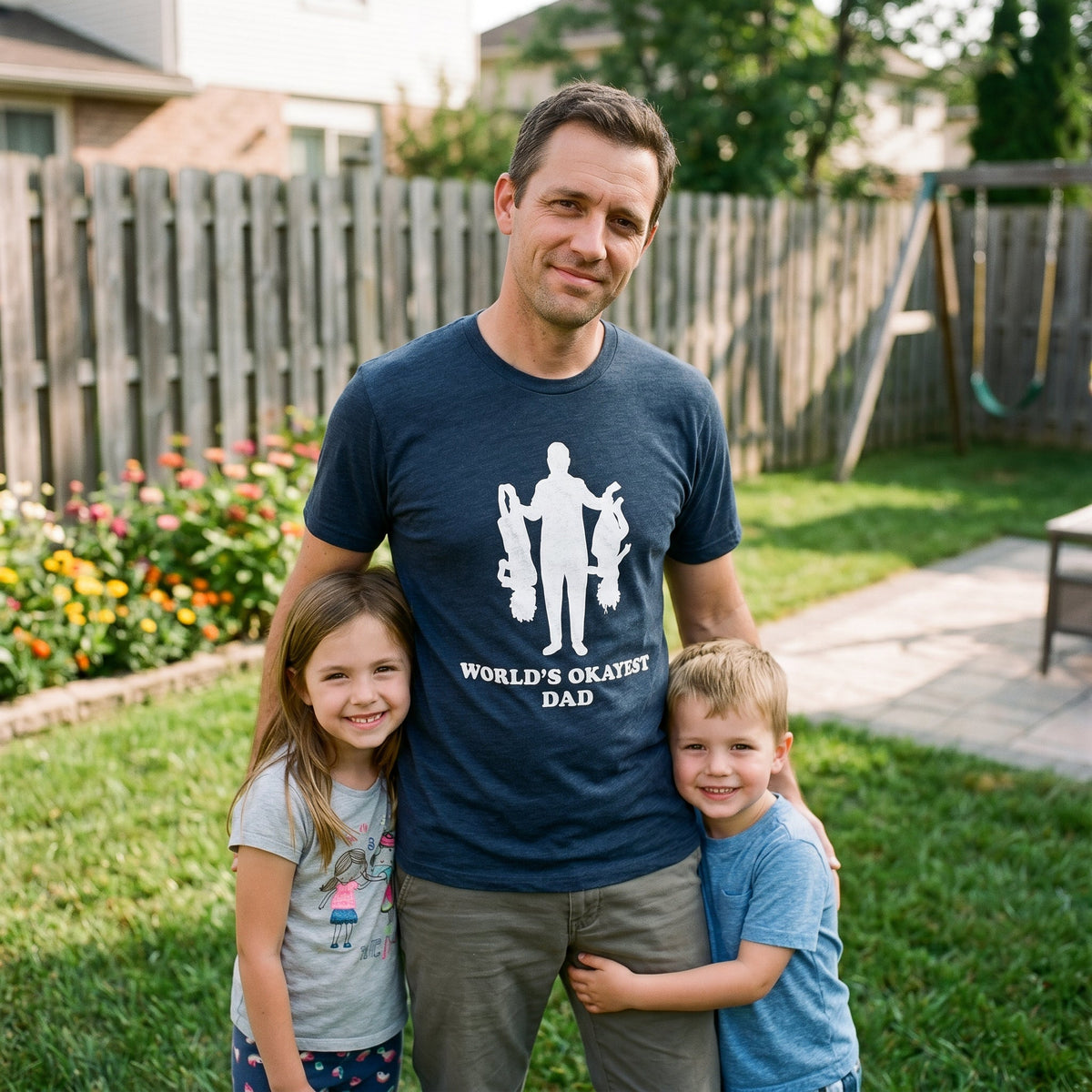 Upside Down Kids World's Okayest Dad Men's T Shirt product image 2